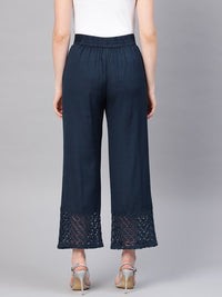 Thumbnail for Women Black Solid Straight Palazzos