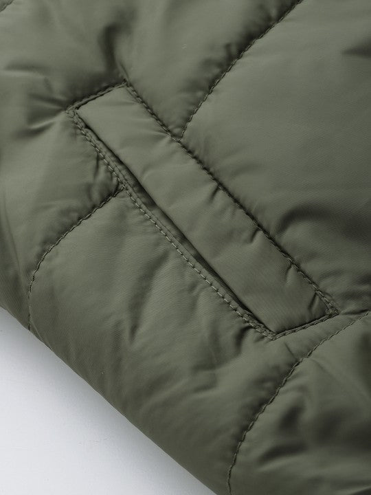 Women Black Solid Padded Jacket