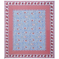 Thumbnail for Rudra Bazaar Red Blue 210 TC Cotton Double King Bedsheet With 2 Pillow Covers