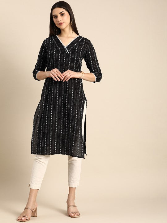 women-woven-design-striped-straight-kurta