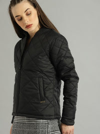 Thumbnail for women-black-solid-quilted-jacket