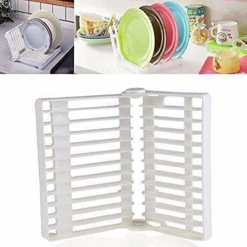 Folding Plastic Kitchen Dish Rack Stand Plate Holder for Bowls Plates