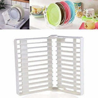 Thumbnail for Folding Plastic Kitchen Dish Rack Stand Plate Holder for Bowls Plates