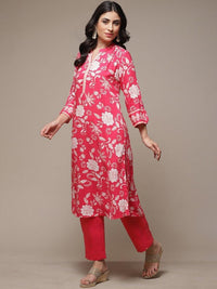Thumbnail for mandarin-collar-floral-printed-a-line-kurta