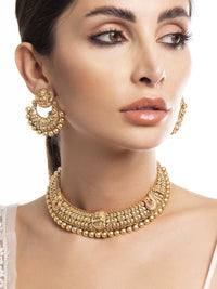 Thumbnail for 24K-Gold-Plated-Matt-Finish-Temple-Jewelry-Set
