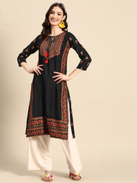 Thumbnail for floral-yoke-printed-mirror-work-kurta