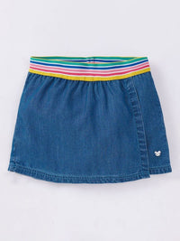 Thumbnail for girls-blue-solid-pure-cotton-skirts