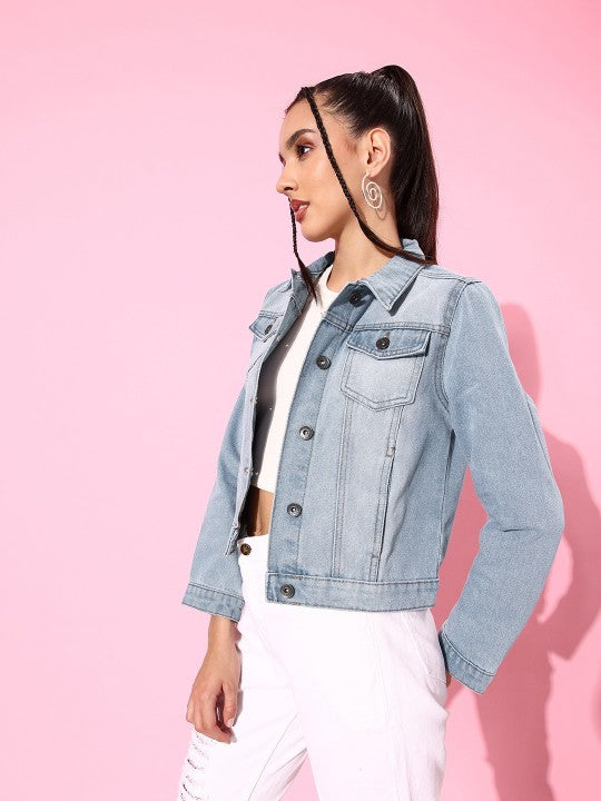 the-life-co.-pure-cotton-solid-regular-denim-trucker-jacket