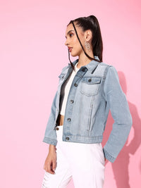 Thumbnail for the-life-co.-pure-cotton-solid-regular-denim-trucker-jacket