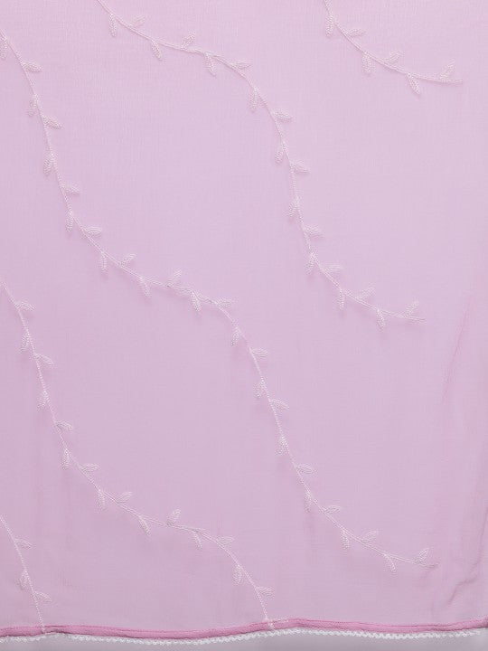 Floral Embroidered Thread Work Pure Cotton Kurta With Trousers & Dupatta