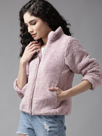 Thumbnail for the-lifestyle-co.-women-lavender-solid-sherpa-jacket