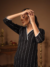 Thumbnail for women-woven-design-striped-straight-kurta