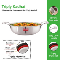Thumbnail for Hazel Triply Stainless Steel Induction Bottom Kadhai