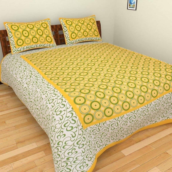 vamika-printed-beautiful-cotton-yellow-bedsheet-with-pillow-covers-(leoc_chkr_y