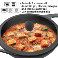Thumbnail for Hawkins Futura Cast Iron Nonstick Kadai with Glass Lid
