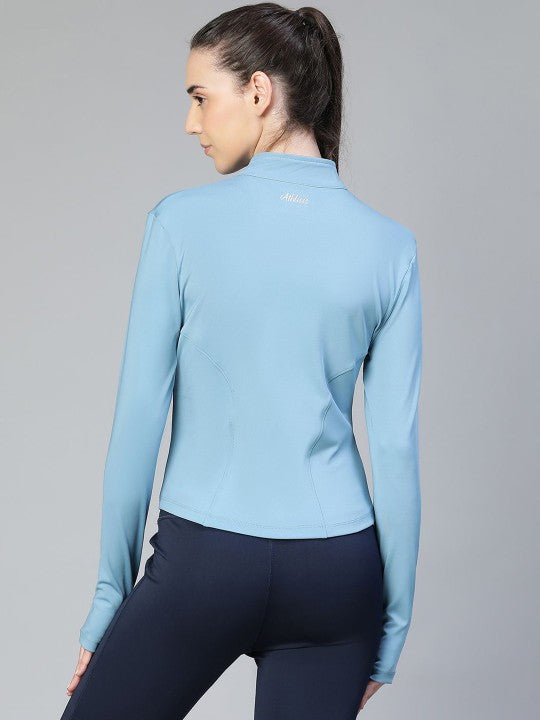 Women Geometric Lightweight Crop Training or Gym Sporty Jacket