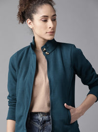 Thumbnail for Women Black Solid Tailored Jacket