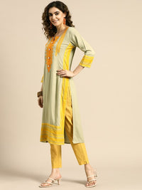 Thumbnail for Floral Yoke Printed Mirror Work Kurta