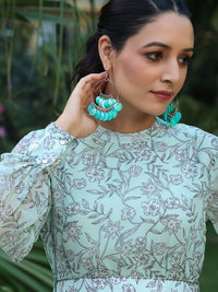 Thumbnail for sea-green-floral-chiffon-midi-dress