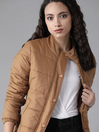 Thumbnail for Women Black Solid Padded Jacket