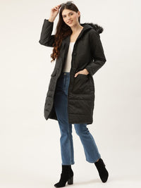 Thumbnail for women-black-solid-longline-parka-jacket