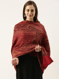 Thumbnail for women-red-woven-design-jamawar-shawl