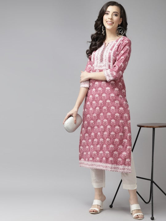 Floral Printed A-line Calf-Length Kurta