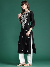 Thumbnail for floral-embroidered-thread-work-kurta