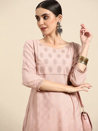 Thumbnail for women-pink-ethnic-motifs-yoke-design-kurta