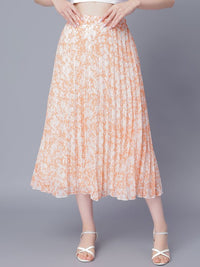 Thumbnail for Women Red & White Floral Printed A-Line Knee-Length Skirts