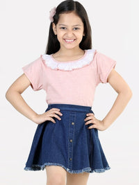 Thumbnail for girls-denim-flared-knee-length-skirts