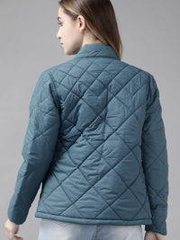 Thumbnail for Women Black Solid Quilted Jacket