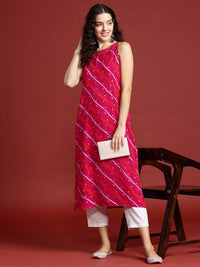 Thumbnail for Leheriya Printed Halter Neck Thread Work Kurta