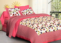 Thumbnail for vamika-printed-cotton-pink-floral-bedsheet-with-pillow-covers-(leoc_chkm_p
