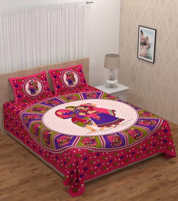 vamika-printed-cotton-dafli-pink-bedsheet-with-pillow-covers-(pm-dafli-pink