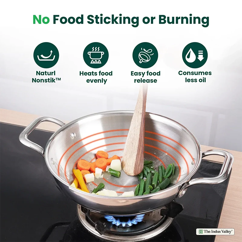 The Indus Valley TurboCuk Tri-ply Stainless Steel Kadai