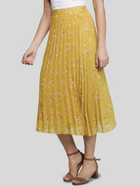 Thumbnail for Women Red & White Floral Printed A-Line Knee-Length Skirts