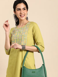 Thumbnail for women-geometric-embroidered-thread-work-kurta