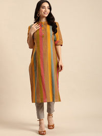 Thumbnail for women-striped-cotton-kurta