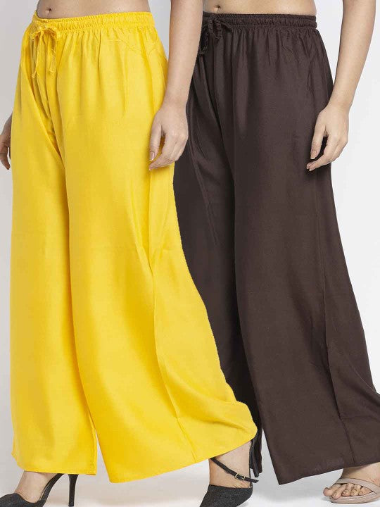 Women Pink & Green 2 Palazzos