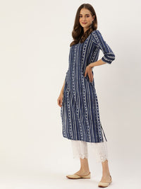Thumbnail for women-blue-&-white-printed-kurta