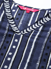 Thumbnail for women-blue-&-white-printed-kurta