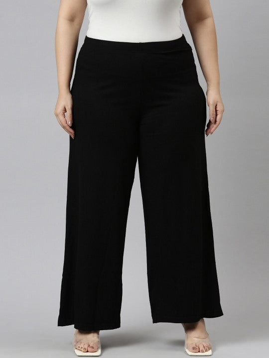 Women Black Knitted Palazzos