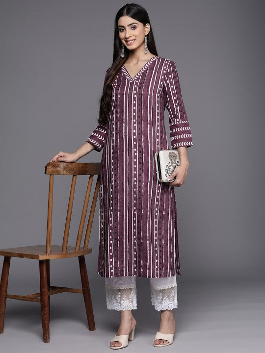Women Blue & White Printed Kurta