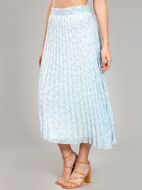 Thumbnail for Women Red & White Floral Printed A-Line Knee-Length Skirts