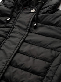 Thumbnail for women-black-solid-longline-hooded-parka-jacket