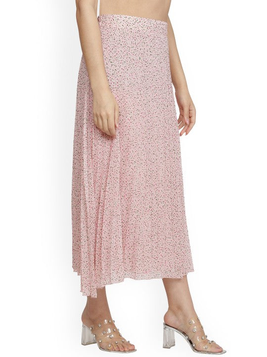 Women Red & White Floral Printed A-Line Knee-Length Skirts