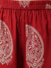 Thumbnail for Paisley Printed Pure Cotton Straight Kurta with Trousers