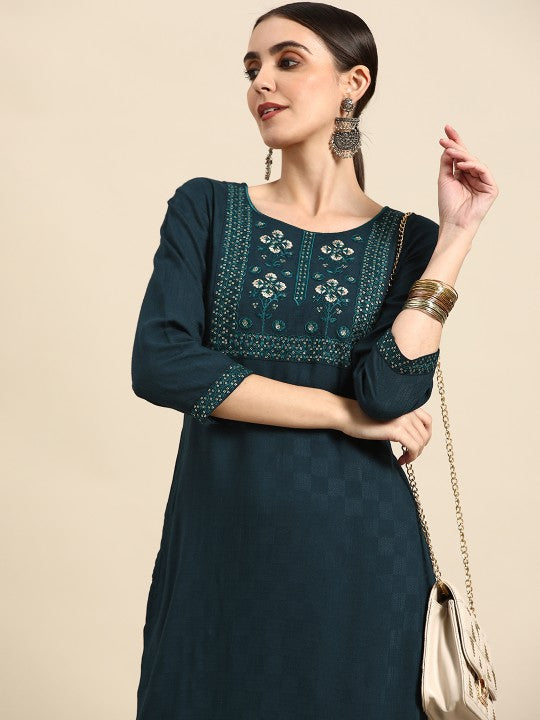 Women Pink Ethnic Motifs Yoke Design Kurta