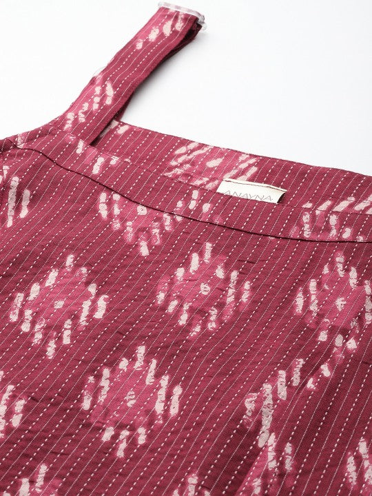 Women Pink & Magenta Printed Strappy Straight Kurta